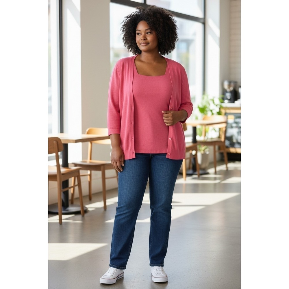 Hampshire Studio Sweater And Cardigan Set, Woman's Large, Pink